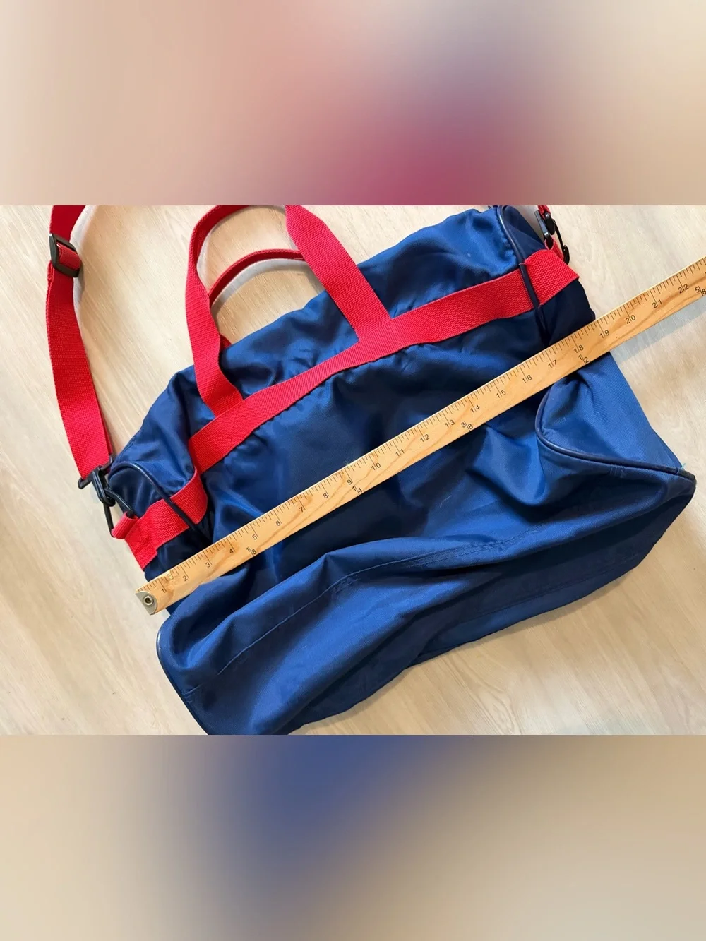 Vintage 1970s NIKE Blue Red Duffle Gym Bag
